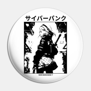 Cyberpunk Girl Manga Aesthetic Goth Grunge Japanese Waifu Anime Streetwear | White Pin