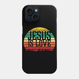 Jesus Is Love, Retro Sunset, Christian Gift, Vintage, Sunset Phone Case