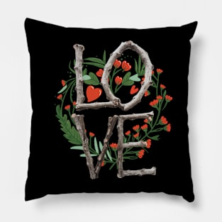 LOVE garden twigs hearts and flowers Pillow