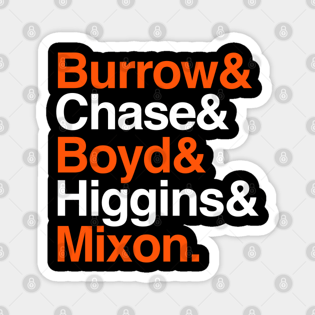 Bengals Helvetica Burrow Magnet by Carl Cordes