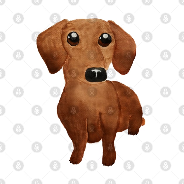 Watercolor cute dachshund puppy by WatercolorFun