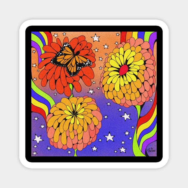 ⭐️ Zany for Queen Lime Orange Blush Zinnias ⭐️ Magnet by vswizzart