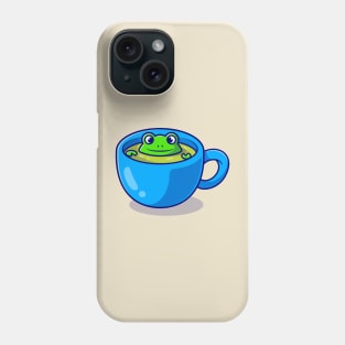 Cute Frog In Green Tea Cup Cartoon Phone Case