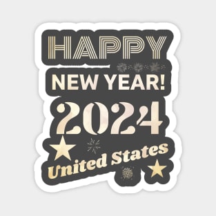 Happy New Year 2024 United States of America Magnet