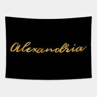 Alexandria Name Hand Lettering in Faux Gold Letters Tapestry