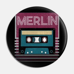 Personalized Merlin Name Vintage Styles Camping 70s 80s 90s Pin