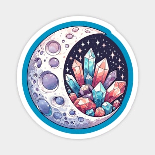 Moon with crystals Magnet