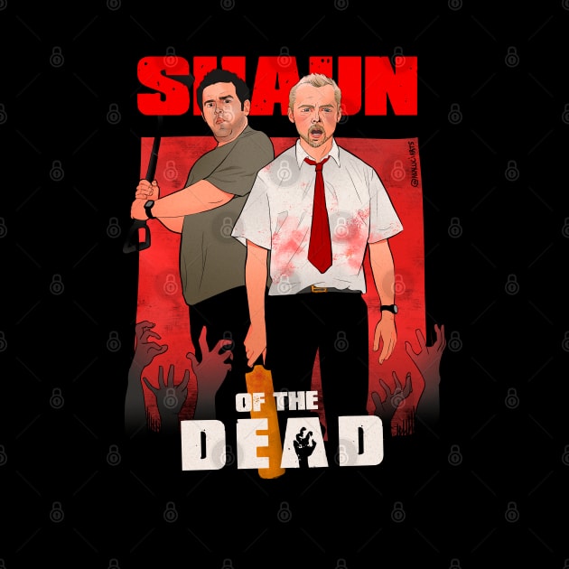 Shaun and Ed ready to kill zombies by @akaluciarts