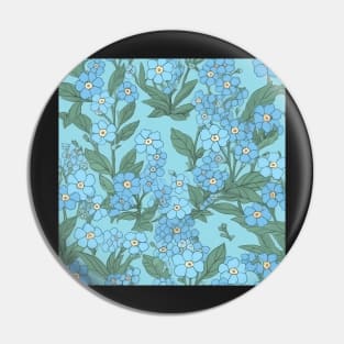 Forget-me-not flower pattern on Blue Background Pin