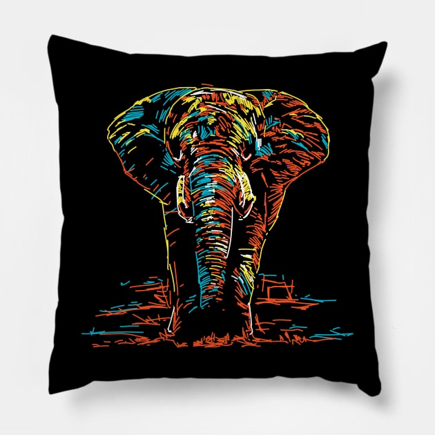 elephant colorful abstract Pillow by Mako Design 