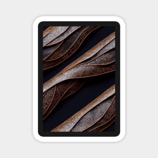 Dark Brown Ornamental Leather Stripes, natural and ecological leather print #38 Magnet