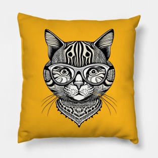 Cat with glasses Pillow