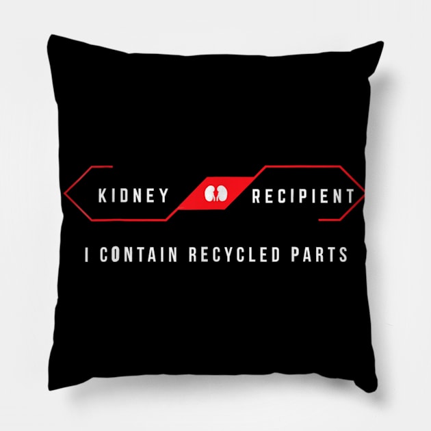 Kidney Recipient I Contain Recycled Parts Funny Gift Pillow by jrgenbode