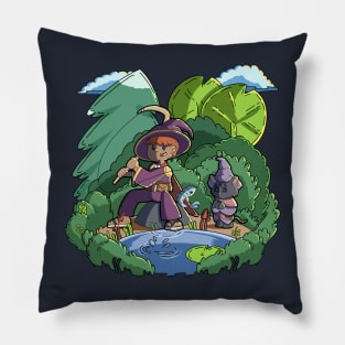 fishing day, magician fishing with his magical cat. Pillow