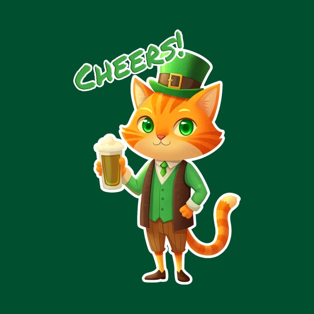 Lucky Cat Leprechaun Cheers! by Frim-Design