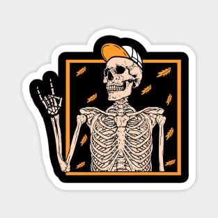 Vintage Halloween Skeleton Rock On Hand Skeleton Magnet