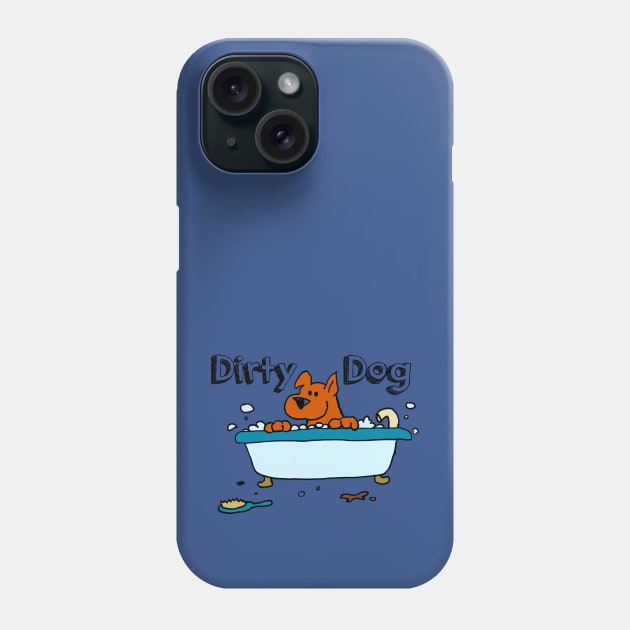 Dirty Dog Bubble Bath Staffy Cartoon Phone Case by MoPaws