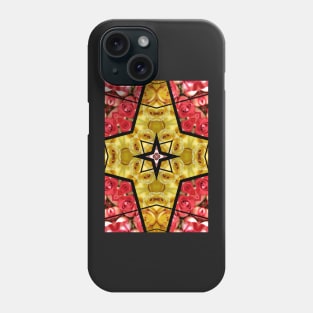 Geometric pattern of yellow and red roses Phone Case