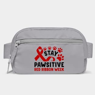 Stay Pawsitive Red Ribbon Week Awareness 2022 Anti Drug Free Cat Dog Pet Paw Bag