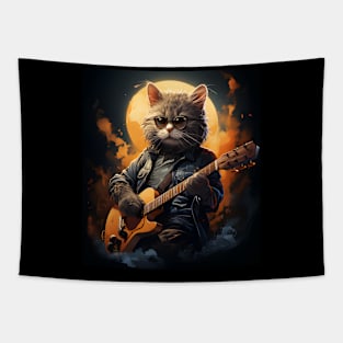 Cat Guitar - Animals Playing Musical Instruments Tapestry