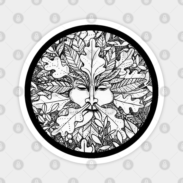 Greenman Ink Drawing Magnet by KatherineBlowerDesigns