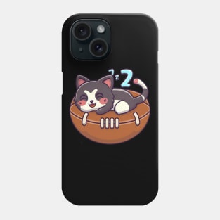 Cute cat napping on a American football Phone Case