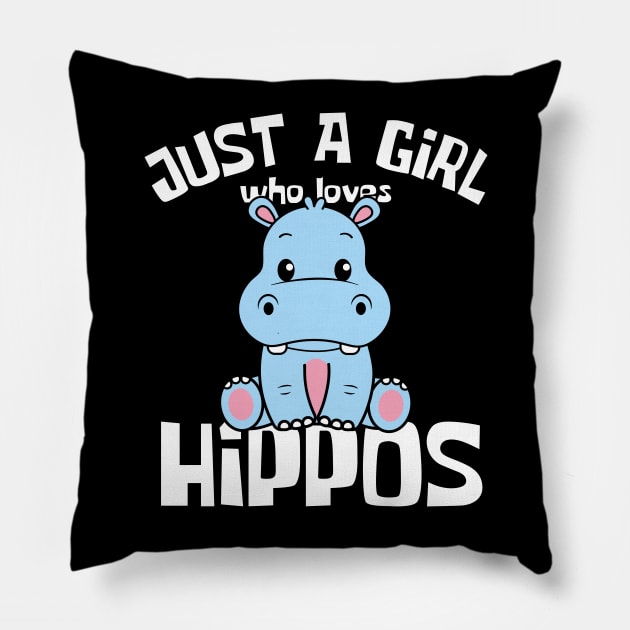 Just A Girl Who Loves Hippos Funny Pillow by DesignArchitect