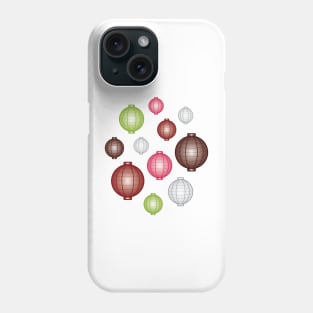 Lanterns | Mid Autumn Festival | Maroon Pink Green | White Phone Case