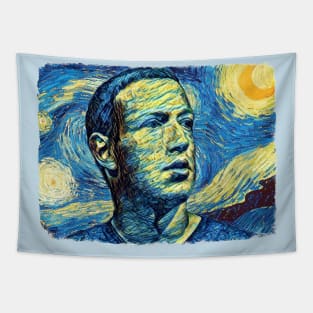 Mark Zuckerburg Van Gogh Style Tapestry