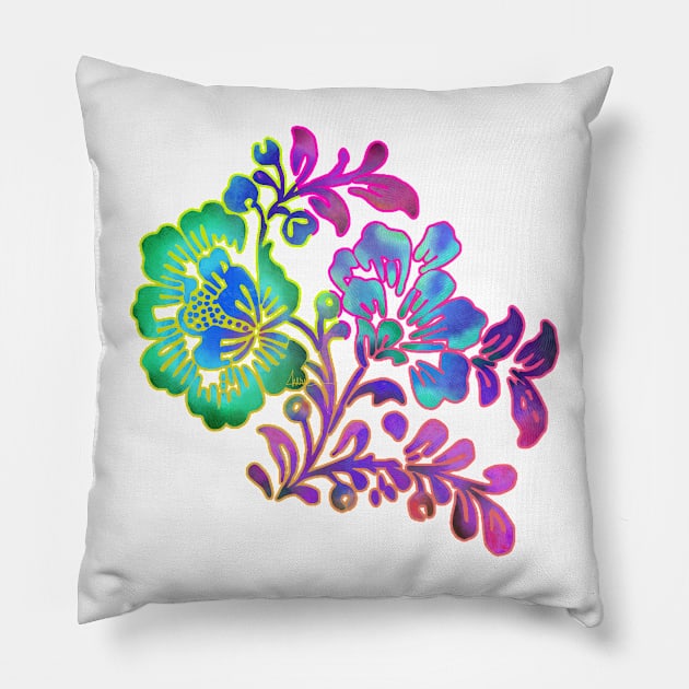 Pretty Boho Stencil Style Floral Motif Pillow by CheriesArt
