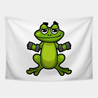 Frog at Biceps training with Dumbbells Tapestry