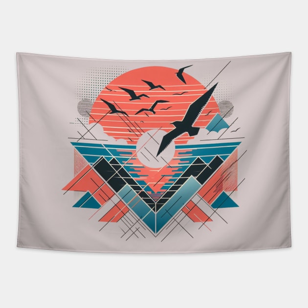 Geometric sunset Tapestry by ViaSabo