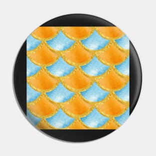 Mermaid Pattern Gold Blue Orange Pin