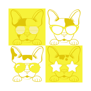 Frenchies with Glasses Yellow T-Shirt