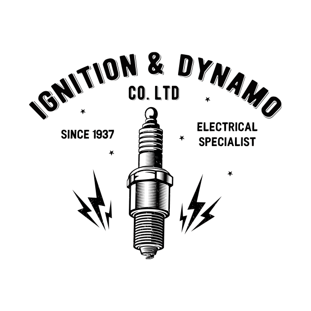 Ignition and dynamo spark plug by Kingrocker Clothing