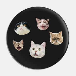 Funny cat faces sticker pack Pin