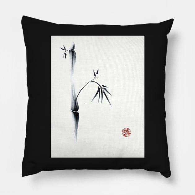 Oneness - original ink brush pen Zen sumie painting Pillow by tranquilwaters