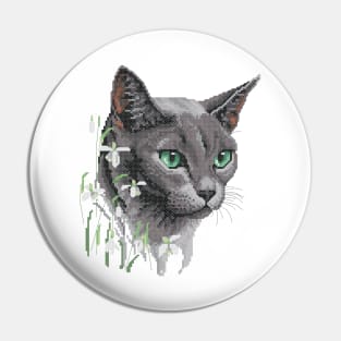 Four Seasons Winter Russian Blue Cat Pin