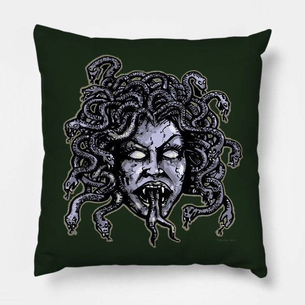 Medusa Gorgon Pillow by monstermangraphic