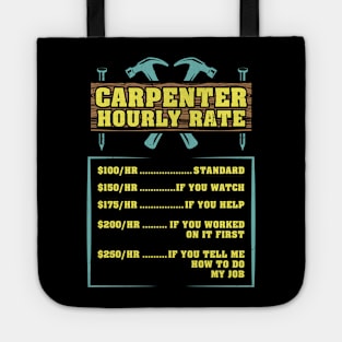 Carpenter Hourly Rate Craftsman Carpentry Woodworker Gift Idea Tote