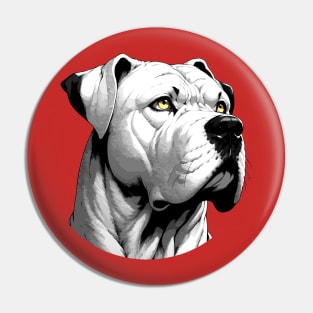 Stunning and Cool Dogo Argentino Monochrome and Gold Portrait for Father's Day Pin