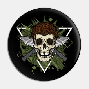 Skull and Knives Pin