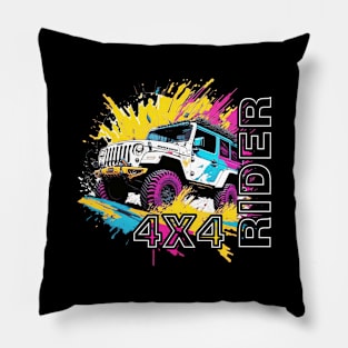 4X4 Rider vintage retro design. Pillow