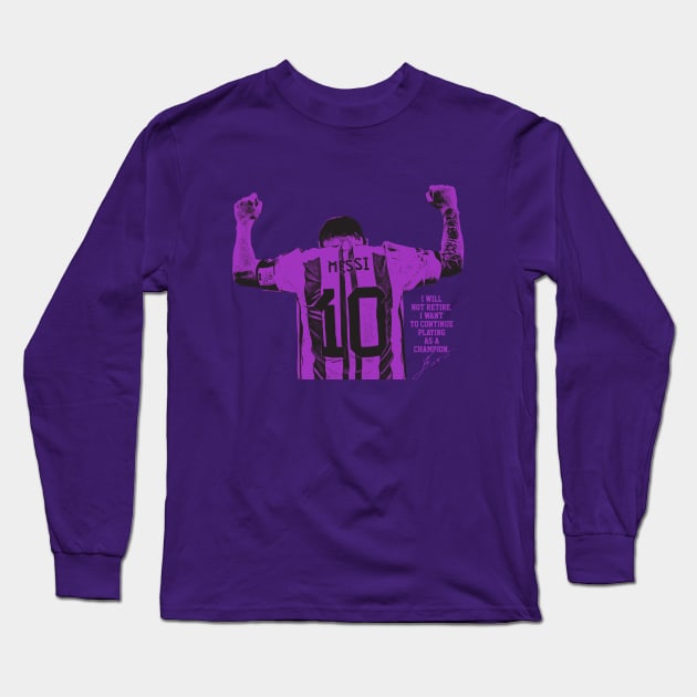 Punk Fashion I Will Not Retire Messi Purple Long Sleeve T-Shirt