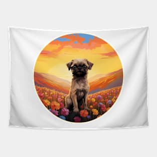 Colorful Brussels Griffon Bruxellois Puppy Dog Painting Tapestry