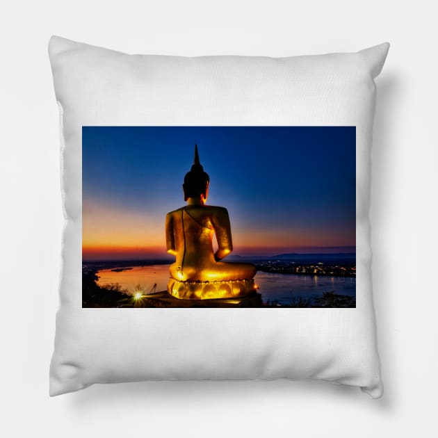 Big Buddha in Pakse in Laos Pillow by Offiinhoki