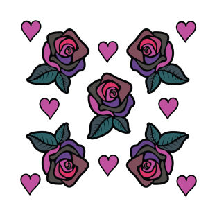 Rose's and Heart pattern design T-Shirt