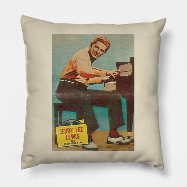 jerry lee retro Pillow by Man Gun podcast