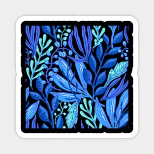 Blue floral leaf pattern themed Magnet