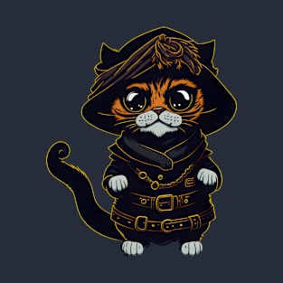 Kawaii Cartoon Pirate Cat Design T-Shirt